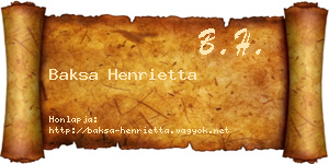 Baksa Henrietta névjegykártya